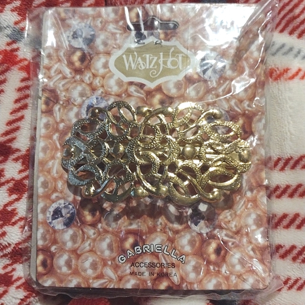Gold hair barrettes 2 pack watz hot brand